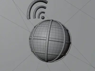 3D Illustration of internet icon emitting signal 3D model