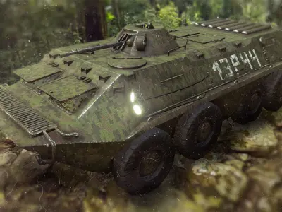 Functional - 6 Versions  APC  Military Vehicle Low-poly 3D model