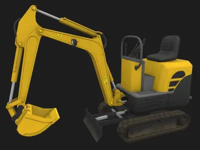 Mini Excavator Low-poly 3D model Low-poly
