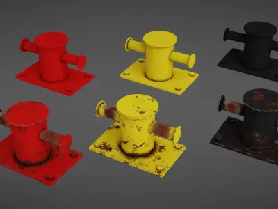 Sea bollard for ship and yachts Low-poly 3D model