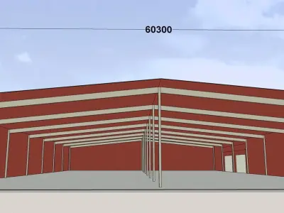 Warehouse with wide span 3D model