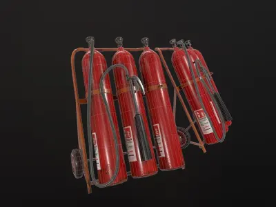 Extinguisher fire rack Low-poly 3D model