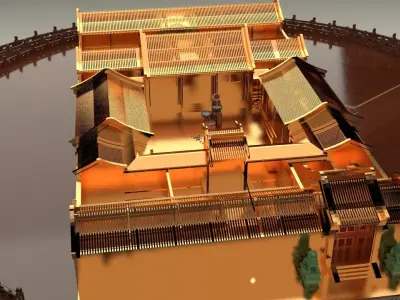 Chinese courtyard house 3D model 4