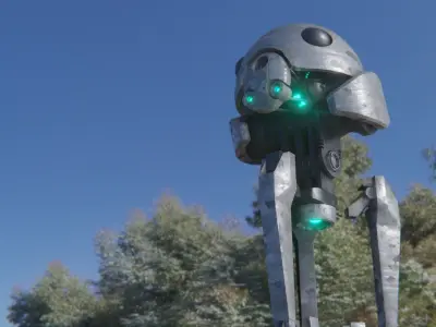 low poly robot droid Low-poly 3D model