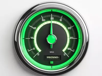 Modern Green Glowing Speedometer Gauge 3D model