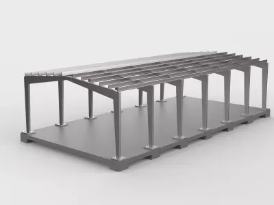 Industrial metal hangar 02 3D model