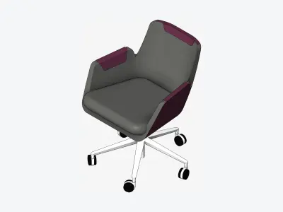 Furniture - Chair - Contemporary - Low - Swivel - Star Castors Low-poly 3D model