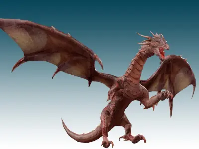 Fire Red Dragon Animated 3D model