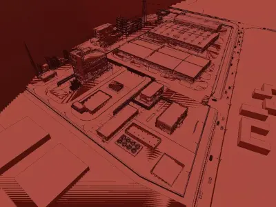 Industrial plants factory buildings industrial parks 3D model