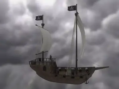 Pirate Galleon Ship -PBR Low Poly 3D Model Low-poly 3D model