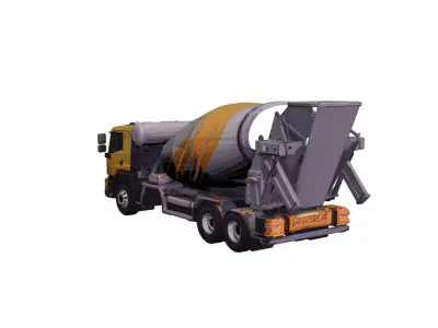 Low Poly Cement Mixer Truck Vehicle Low-poly 3D model