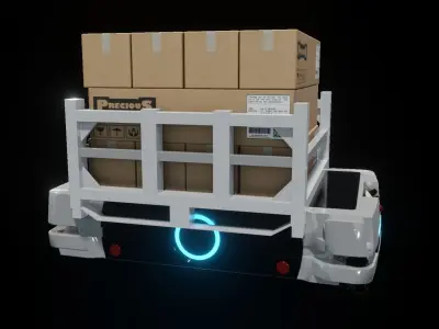Industrial 3D AGV Trolley - Omron Free low-poly 3D model