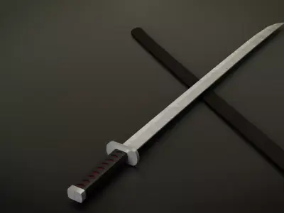 Katana Lop Poly - Game Ready PBR model Low-poly 3D model