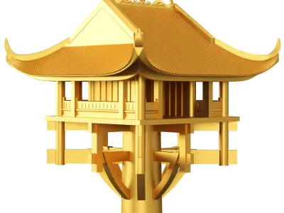 One Pillar Pagoda 3D print model