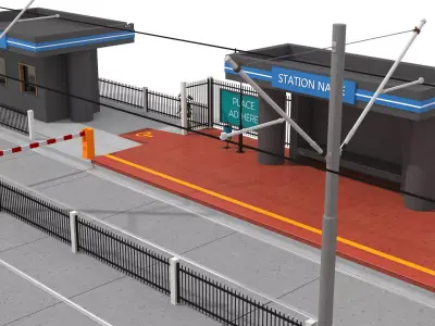 Tramway Station Low-poly 3D model