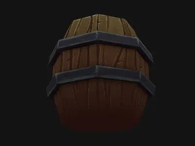 Wooden Handpaint Barrel for Games Low-poly 3D model