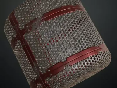 Reinforced Red Industrial Circular Grill PBR Seamless Texture