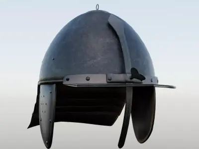 Lobster-tailed pot helmet pappenheimer Low-poly 3D model