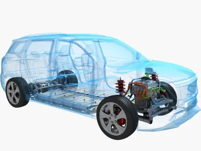 Electric SUV chassis X-ray 3D model by qqpt2084