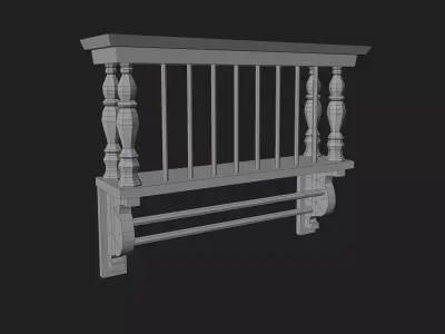 Wooden Wall Shelf Rack Low-poly 3D model