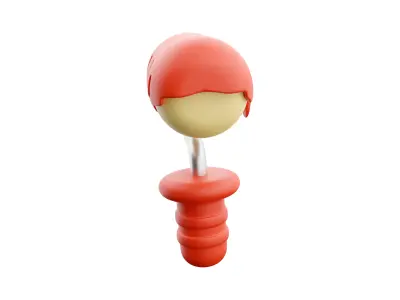 3d Simple paint roller with dripping red paint 3D model