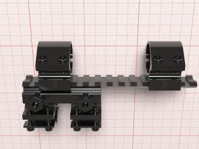 Optic mounts KP-T2002 and Picatinny rail Y0032-B Low-poly 3D model