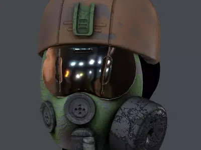 Gas mask helmet 3d model scifi Low-poly  Low-poly 3D model 549