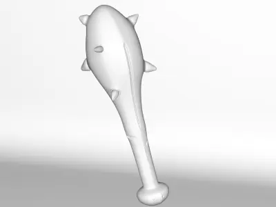 weapon wooden sword with spikes Low-poly 3D model
