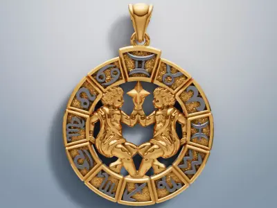 Gemini zodiac pendant 3D print model
