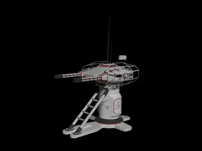 Low poly sci-fi turrell Low-poly 3D model