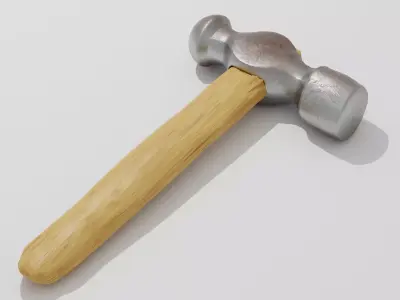 Hammer with wooden handle 3D model