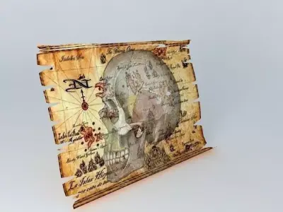 Treasure Map 17th Century Free 3D model