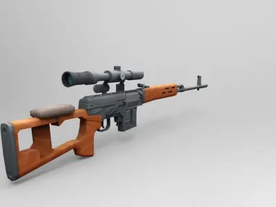 Dragunov SVD Low Poly Mobile Game Ready model Low-poly 3D model