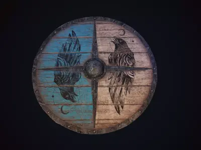 Viking shield Low-poly 3D model 34