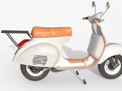 Classic Vintage Scooter - White Retro 3D model