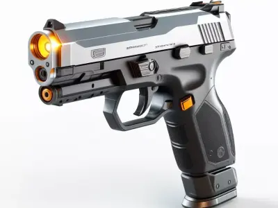 Futuristic Pistol with Glowing Core 3D model