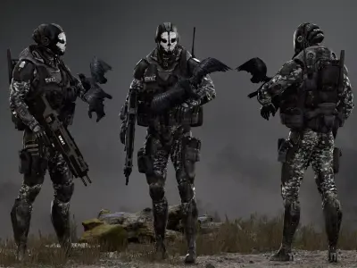 Sci Fi Ghost Soldier Low-poly 3D model
