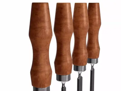 wood chisel set 3D model