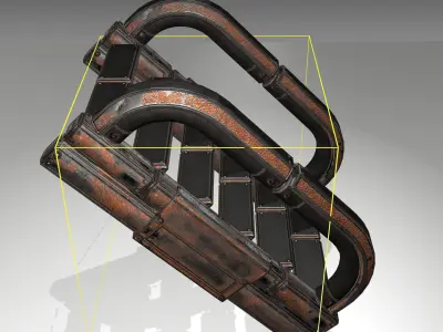Futuristic Stairs - 11 - Rusty Textures Low-poly 3D model
