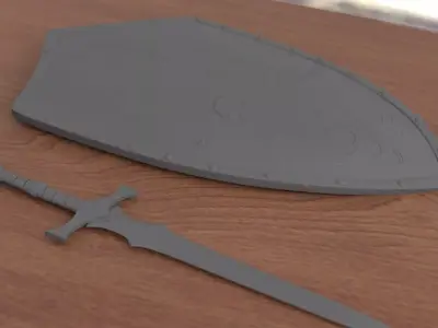 Medieval Fantasy Sword and Shield Pack 3D print model