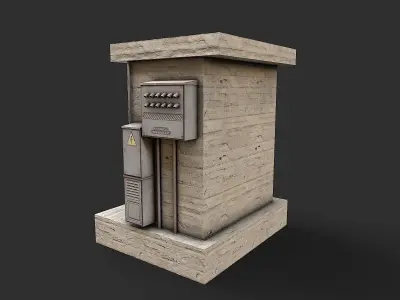 Electrical Transformer 4 Low-poly 3D model