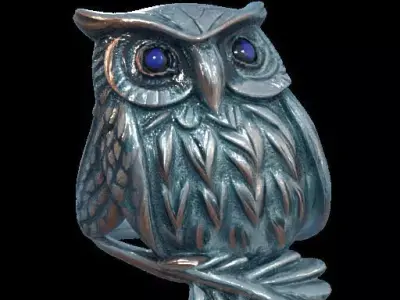Antique Style Owl Ring 3D print model