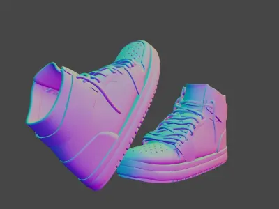 Hip Hop Black and Gold Fashioned Sneakers Shoes For Blender 3D model