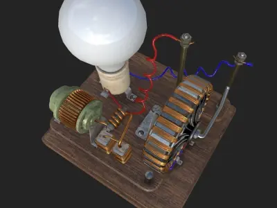 Dynamo machine Electric generator Low-poly 3D model