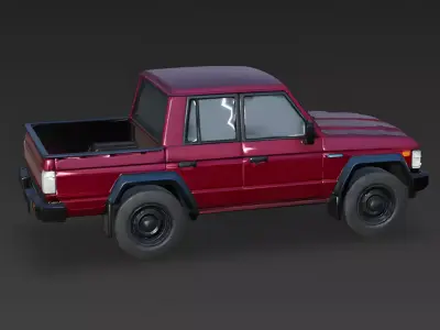 Retro Burgundy 4x4 Utility Vehicle 3D Model Low-poly 3D model