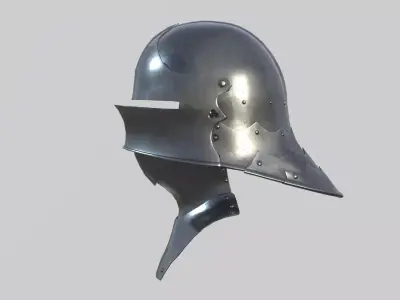 Medieval Sallet Helmet 02 Low-poly 3D model