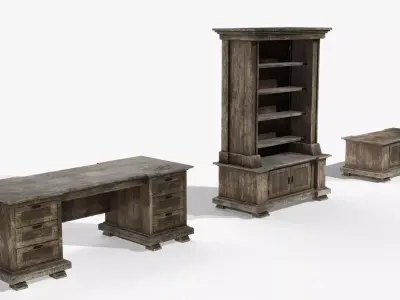 Damaged Furniture Low-poly 3D model