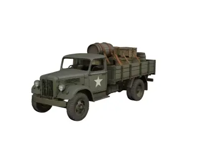 1940s Military Transporter Truck Vintage Cargo Vehicle 3D model