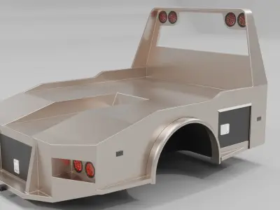 FLATBED CUSTOM TRAILER  3D model