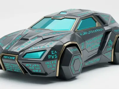 Alien Monolith Sports Coupe 3D Model Low-poly 3D model